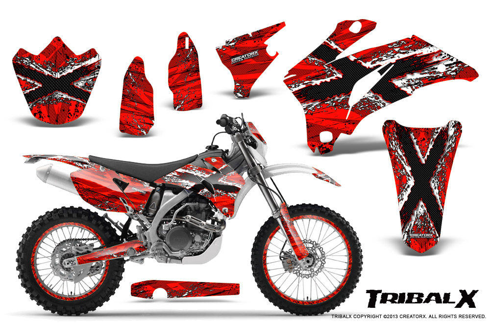 Yamaha WR 250-450 07-10 Graphics Kit TribalX White Red NP Rims